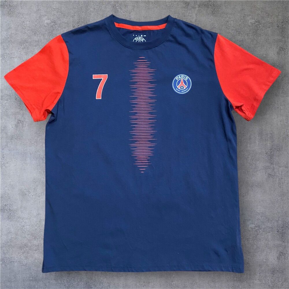 Paris Saint-Germain #7 Mbappe' Navy Blue Red Jersey T-Shirt Men's Size XL